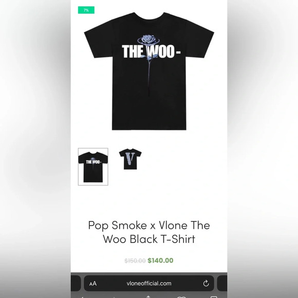 NWOT VLONE x Pop Smoke The Woo T-Shirt Black Size Medium - Picture 8 of 8